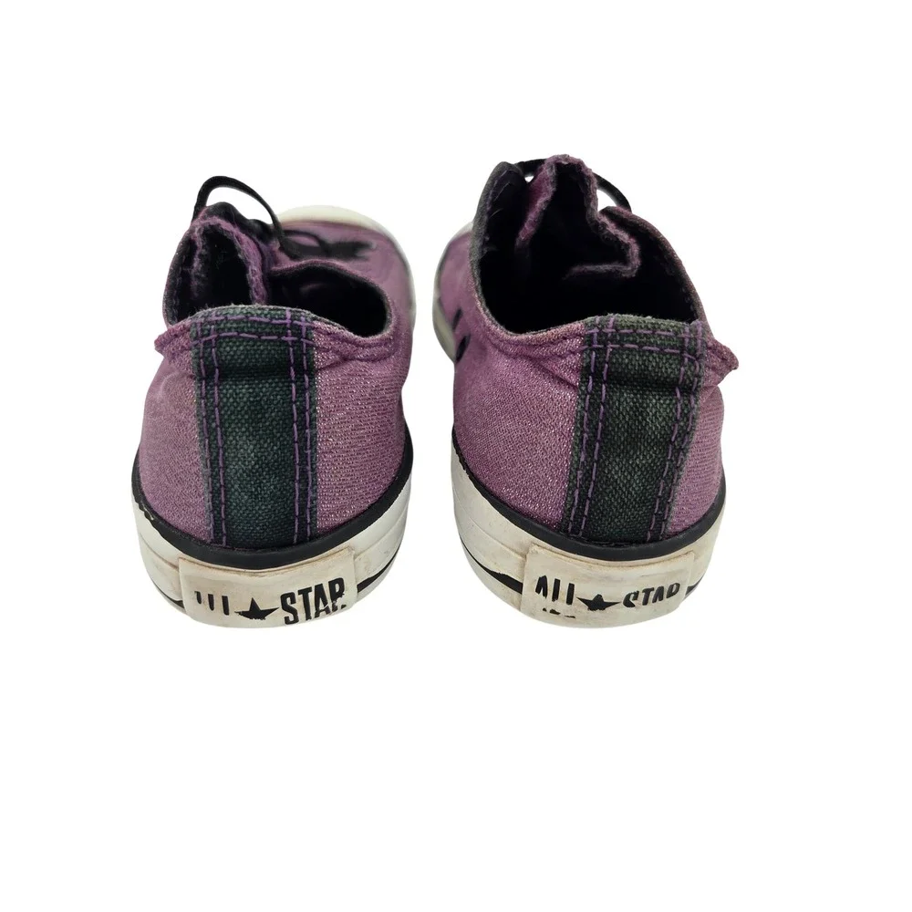 Converse All Star Girls Junior Size 2 Purple Glitter Low Top Sneakers 635478F